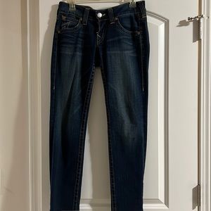 Size 28 true religion low-rise jeans with button on back pockets